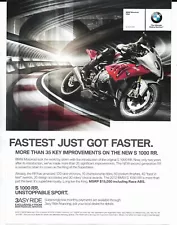 2013 BMW S 1000 RR Motorcycle Print Ad ~ Fastest Just Got Faster