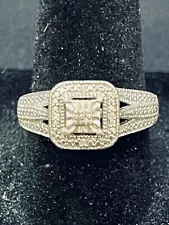 Sterling Silver Diamond Promise Ring Size 7.25 I16