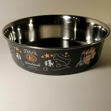 Tito's Handmade Vodka - "Vodka for Dog People" Large Metal Food/ Water Bowl