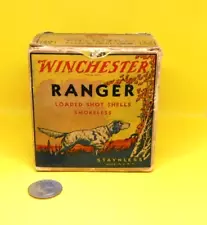 Vintage Winchester Ranger 20 GA. Pointer Dog Empty Cardboard Ammo Box Ships Free