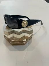 Versace 4044-B Sunglasses Black Gold Coin Medusa Swarovski Crystals Locs Wrap OG