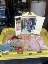 Vintage Barbie Wardrobe Cabinet With Clothes Hats Accessories A Lot Vtg 60’s