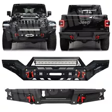 Aaiwa For 2020-2024 Jeep Gladiator JT Front or Rear Bumper w/Winch Plate&Lights