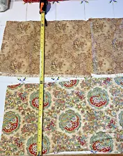 2 Antique Vintage Paisley Print Cotton Silk Fabric Remnant pcs.