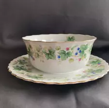 Andrea by Sadek 'Vineyard' Vines Berries Gold Rim Bowl and Plate Porcelain