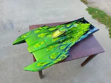 Badass Custom Painted Rc Large Scale Boat Hull RCMK Project Green Flames 42in