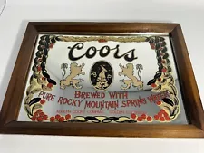 Vintage Coors Beer Bar Pub Mirror Sign Wood Frame 13.5"x9.5”