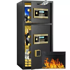 6.5 Cubic Extra Large Home Safe Box Gold with Double Door & Deposit Slot Durable