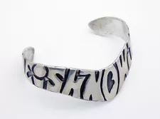 Vintage Mary Ann Scherr Sterling Silver LOVE IS KNOWING YOU 6-1/2" Cuff Bracelet