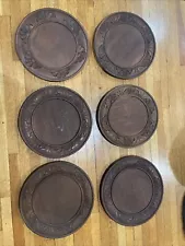 Beautiful Set Of 6 Hand carved Wooden Plate Chargers