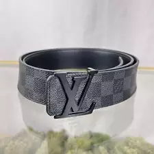 LOUIS VUITTON Initials Damier Graphite Gray Canvas Belt 45mm