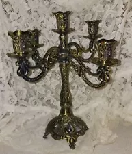 Gorgeous Antigued Silver Look Ornate Candle Holder Stick Candelabra 4 Arm Plus