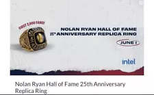 Nolan Ryan Hall of Fame 25th Anniversary Replica Ring