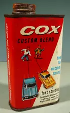 Vintage 60's Cox Custom Blend Model Engine Fuel 1/2 Pint Metal Can USA