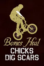 Bones Heal Chicks Dig Scars BMX Off Road Bicycle Bike Racing Poster 12x18