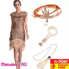 Deluxe Ladies 20s 1920s Roaring Flapper Costume Sequin Gatsby 20's Fancy Dress