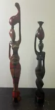 Handmade wooden sculptures set of 2