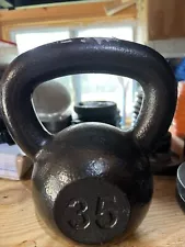 35 Lb Kettlebell Weight Workout Exercise Gym Fitness Cast Iron