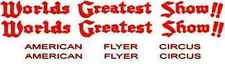 American Flyer 649 CIRCUS PASSENGER CAR WATER SLIDE DECAL SET for S Gauge Trains