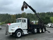 Kenworth T800 T/A 6x4 Grapple Boom Crane Flatbed Semi Truck CAT Diesel bidadoo