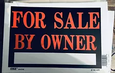 Cole 03-6150 "for Sale By Owner" Sign 1992 ACPI 8" X 12" Vintage