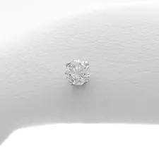 14k White Gold Round Natural Diamond Screwback Single Stud Earring One