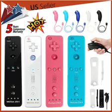 For Nintendo Built in Motion Plus Remote Controller & Nunchuck Wii U white blue