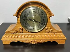 D&A Westminster Chime Mantle Clock Oak Large Leaf Vine Wood