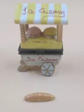 Vtg Ice Cream Cart Trinket Jewelry Pill Box With Trinket