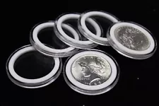 25 Genuine Airtite Coin Capsules w WHITE Rings for Morgan Peace Ike Dollars 38mm