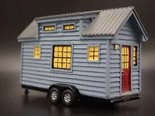 TINY HOUSE ON A FLAT BED TRAILER CAMPER W/ HITCH 1:64 SCALE DIORAMA RESIN MODEL