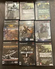 Playstation 2 PS2 Lot Of 18 Ghost Recon, Medal Of Honor, Madden, NHL, Socom,more