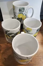 VINTAGE Royal Norfolk Lemon Tree Coffee Tea Mug Cup Summertime Yellow Lot of 4