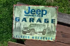 JEEP Wrangler Garage Tin Metal Sign - Rubicon Recon - 4 X 4 - CJ - Willys