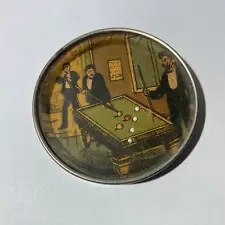 Antique Dexterity Puzzle -Snooker / Pool Table Man Cave Men in Tuxedo Mirror