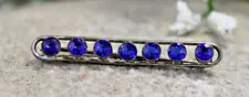 1890's Brilliant Blue RHINESTONE Bar Style Vintage BROOCH Pin *SALE $1 Ship