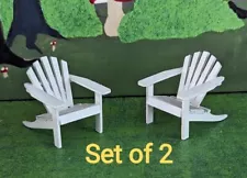 Miniature Adirondack White Wood Chairs Set of 2 for Fairy or Gnome Garden NEW