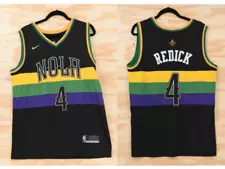 New Orleans Pelicans Redick #4 RARE! Embroidered Nike Mardi Gras Jersey Sz Large