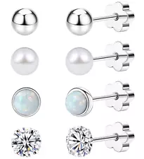 4Pairs Flat Back Earrings for Women 14K Gold Hypoallergenic Cartilage Earring fo