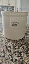 Vintage 2 Gallon Blue Crown Crock ROBINSON RANSBOTTOM Stoneware Pickle Crock