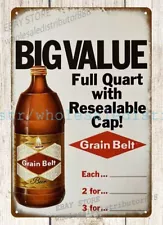 1974 GRAIN BELT BEER metal tin sign overhead garage inspirational poster