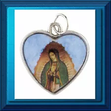 Our Lady of Guadalupe Mary Catholic MEDAL ❤️ 1" Heart-Shaped Color Clear Coated