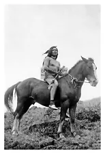 NEZ PERCE NATIVE AMERICAN WARRIOR ON HORSEBACK BY EDWARD S. CURTIS 4X6 PHOTO