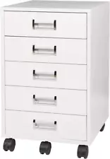 5 Drawer Medical Cabinet Fully Assembled except Casters Built-In Handle (White)