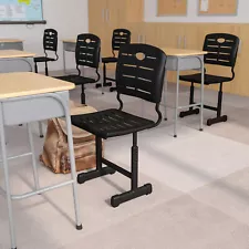 Adjustable Height Black Student Chair with Black Pedestal Frame