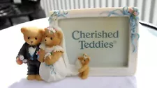 Cherished Teddies ~ Bride and Groom Picture Frame ~ 1999 ~ Enesco ~ RARE!