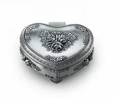 SANKYO SILVER TIN ALLOY HEART FLOWERS MUSIC BOX : SAILOR MOON SOUNDTRACK