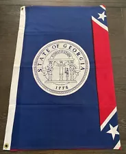 VINTAGE GEORGIA STATE FLAG 3x5 - USA GA - Cotton Material