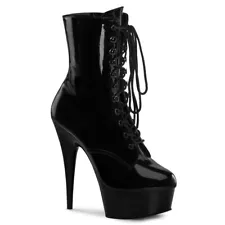 SALE PLEASER DEL1020/B/M Dancer 6" High Heel Platform Black Ankle Boots 13