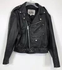 Open Road Vintage Leather Motorcycle Biker Jacket Black Sz 42